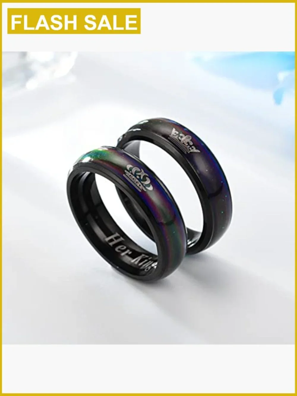 Mood Ring Color Changing Stainless Steel Her King His Queen Promise Ring Couple